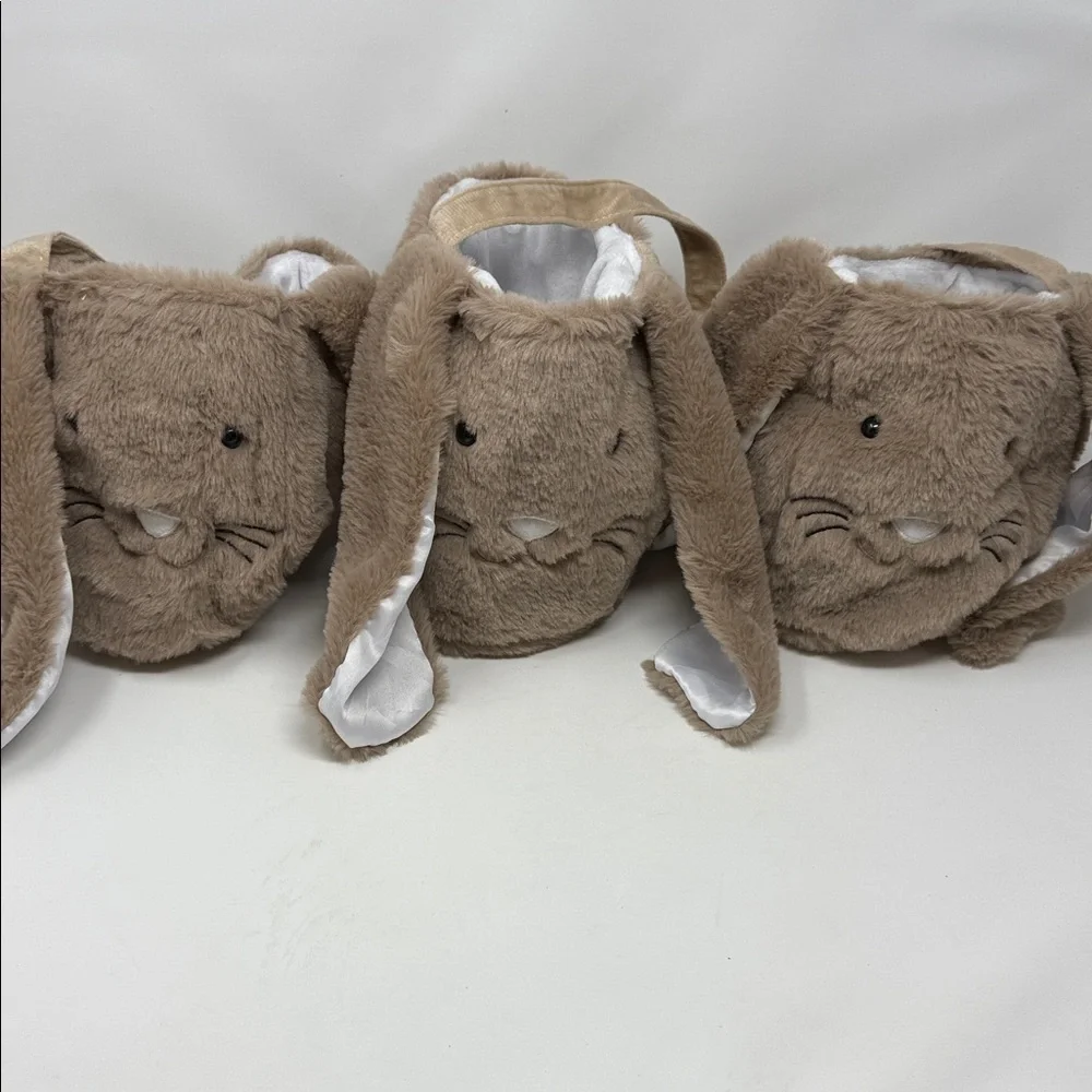 Easter Bunny Baskets - 3  Tan Bunny Plush Bags 8 inches tall. Holiday Item
